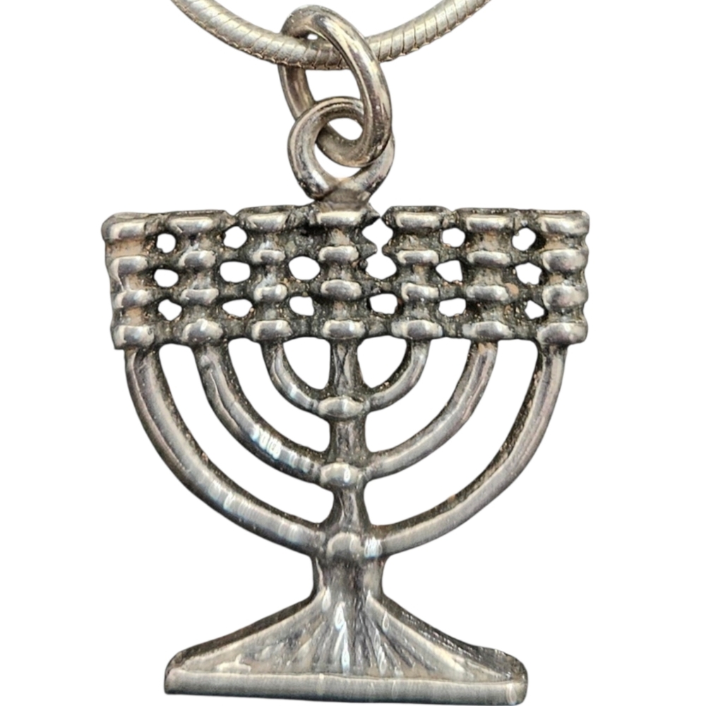 Sterling Silver MENORAH charm pendant New vintage Judaica Israel Holy Land